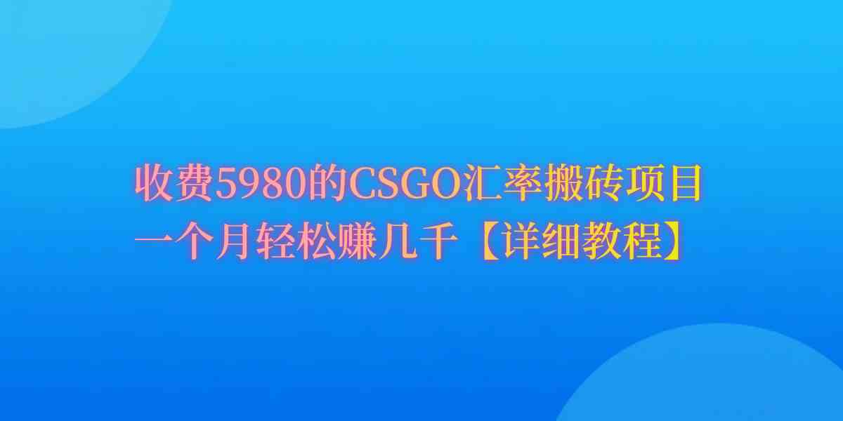 （9776期）CSGO装备搬砖，月综合收益率高达60%，你也可以！-天天资源网
