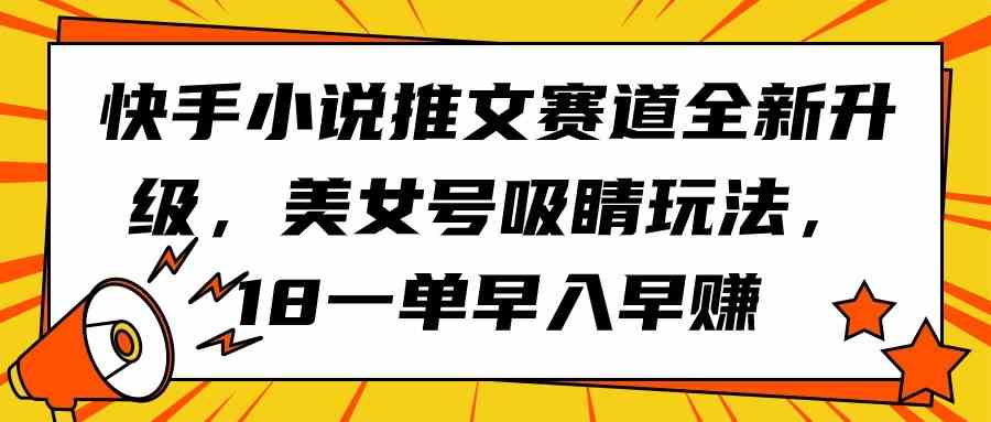 （9776期）快手小说推文赛道全新升级，美女号吸睛玩法，18一单早入早赚-天天资源网
