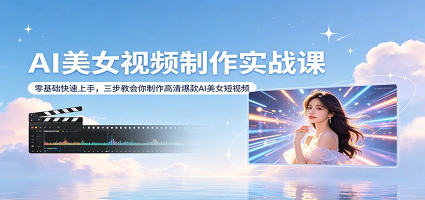 AI美女视频制作实战课：零基础快速上手，三步教会你制作高清爆款AI美女短视频-天天资源网