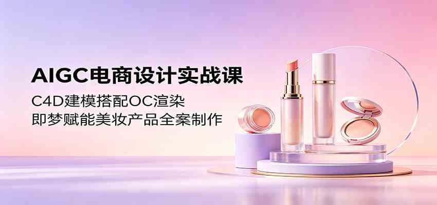 AIGC电商设计实战课：C4D建模搭配OC渲染，即梦赋能美妆产品全案制作-天天资源网