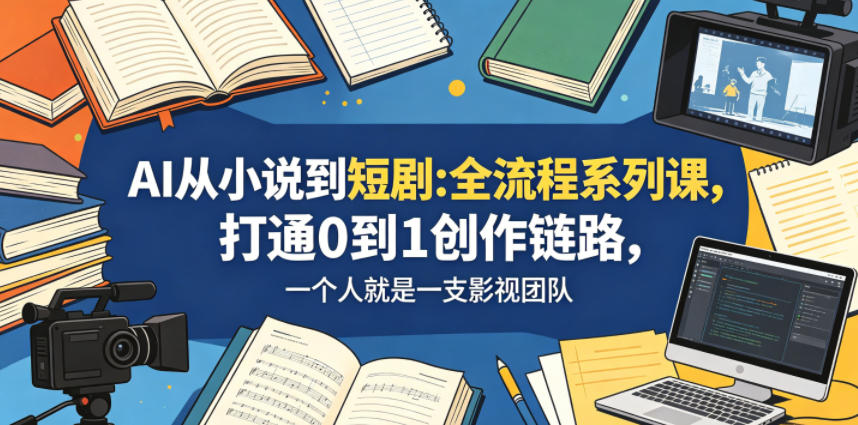 AI从小说到短剧全流程系列课，打通0到1创作链路，一个人就是一支影视团队-天天资源网