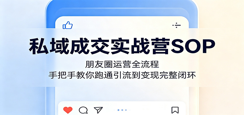 私域成交实战营SOP：朋友圈运营全流程，手把手教你跑通引流到变现完整闭环-天天资源网