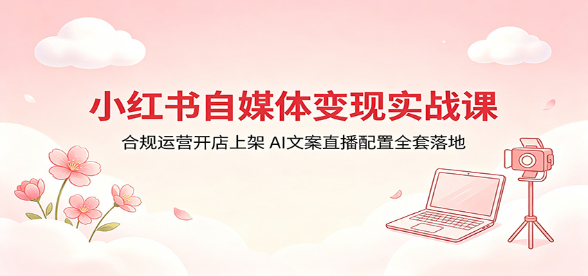 小红书自媒体变现实战课：合规运营开店上架，AI文案直播配置全套落地-天天资源网