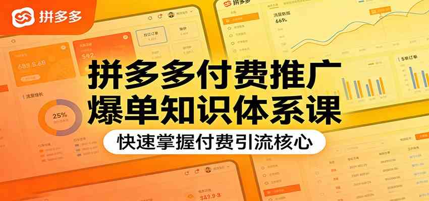 拼多多付费推广爆单知识体系课，快速掌握付费引流核心-天天资源网