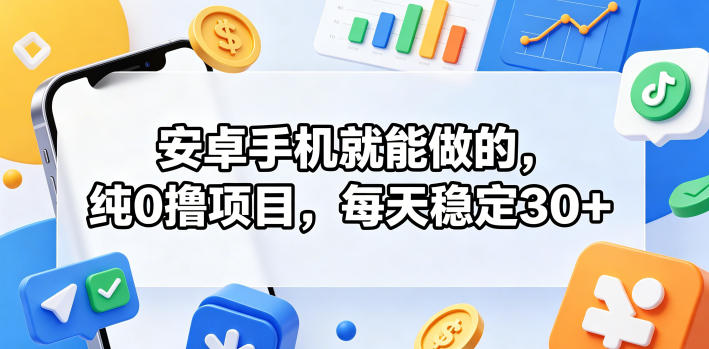安卓手机就能做的，纯0撸项目，每天稳定30+-天天资源网
