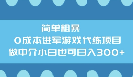 简单粗暴0成本进军游戏代练项目，做中介小白也可日入3张-天天资源网