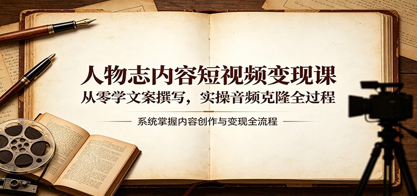 人物志内容短视频变现课：从零学文案撰写，实操音频克隆全过程-天天资源网