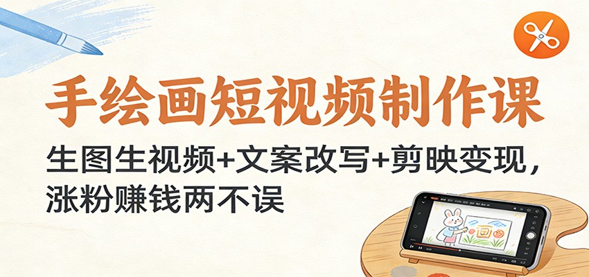 手绘画短视频制作课：生图生视频+文案改写+剪映变现，涨粉赚钱两不误-天天资源网