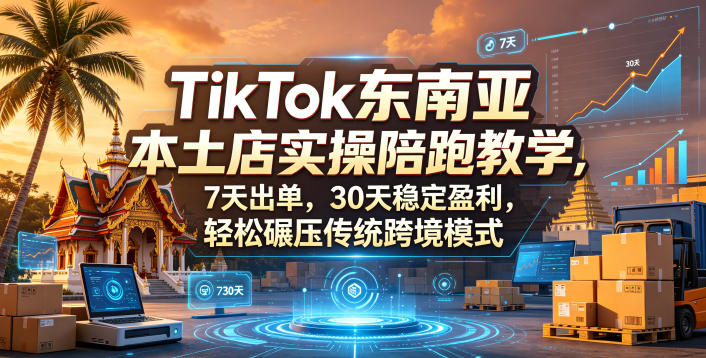 TikTok东南亚本土店实操陪跑教学，7天出单，30天稳定盈利，轻松碾压传统跨境模式-天天资源网