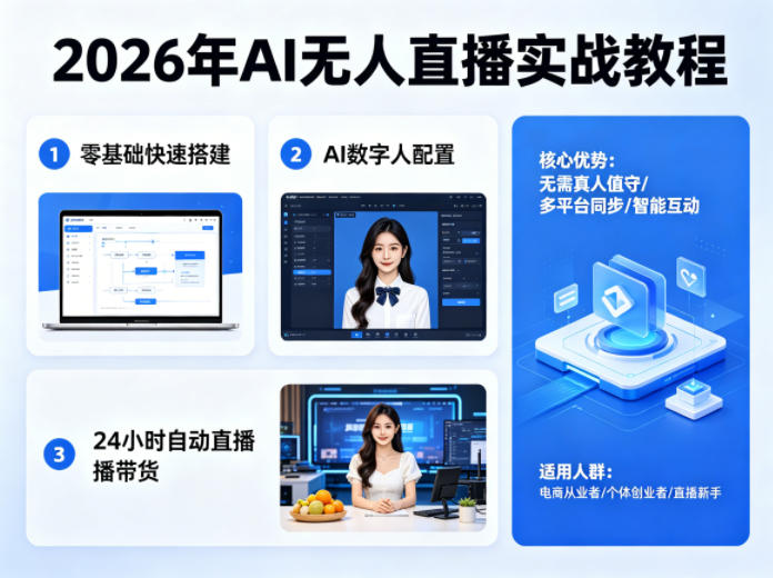 2026年AI无人直播实战教程，零基础也能快速搭建AI数字人无人直播间，实现24小时自动直播带货-天天资源网