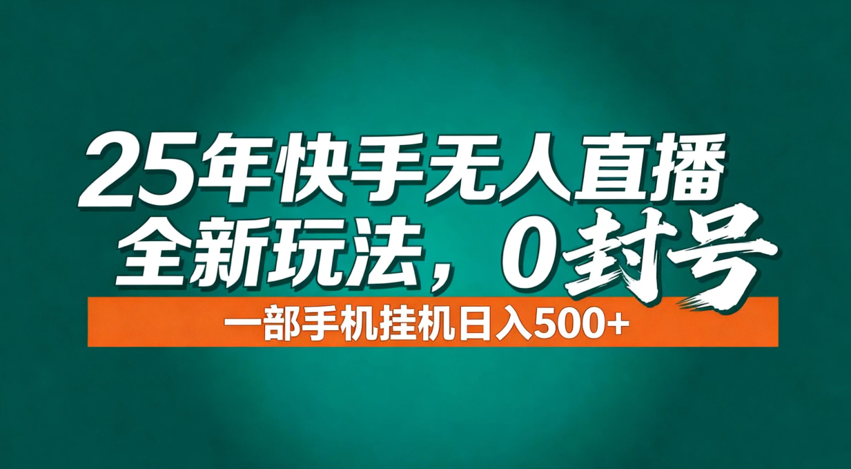年底流量风口：快手无人直播全新玩法，一部手机挂机日入500+-天天资源网