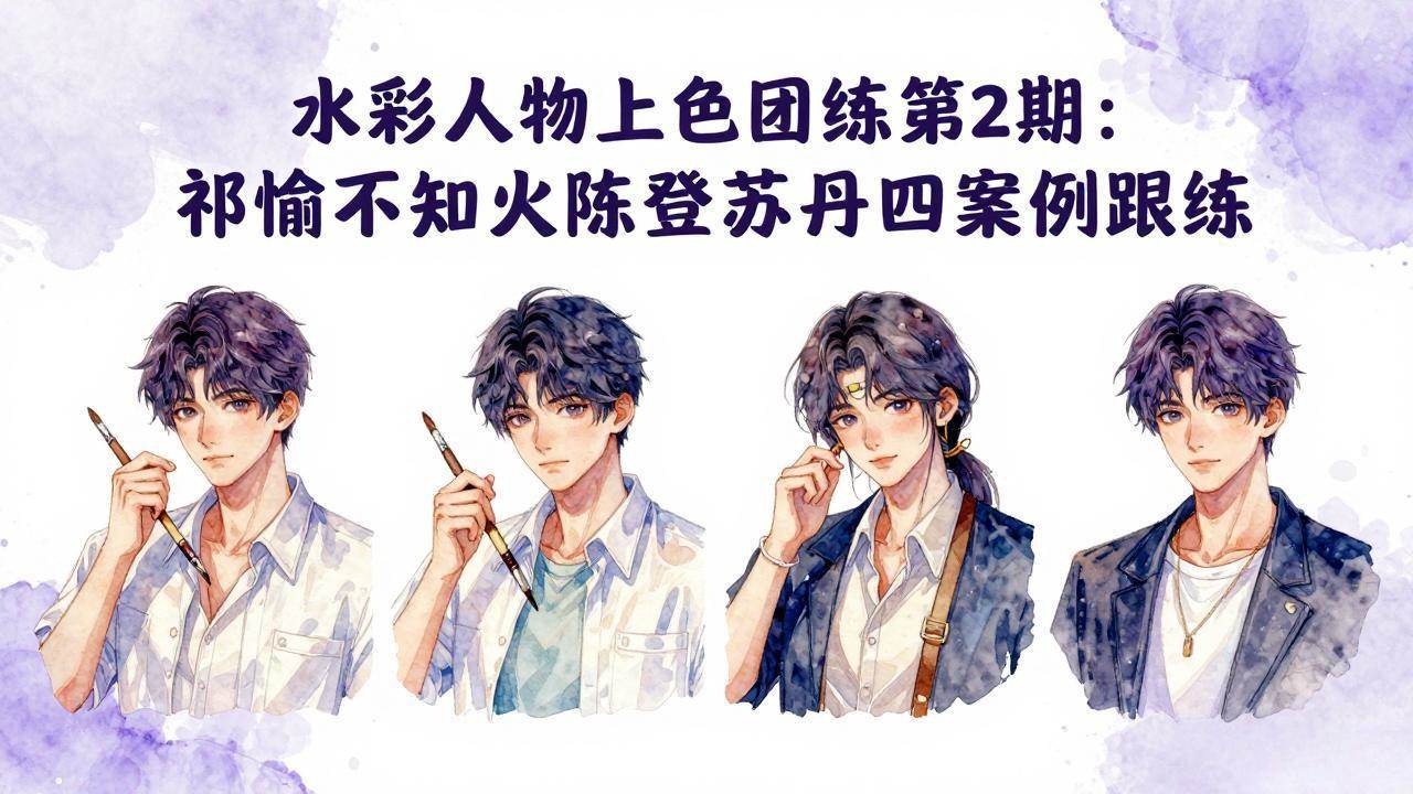 （17954期）水彩人物上色团练第2期：祁煜不知火陈登苏丹四案例跟练，手把手提升绘画能力-天天资源网