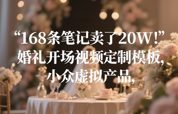 168条笔记卖了20W！婚礼开场视频定制模板，小众虚拟产品-天天资源网