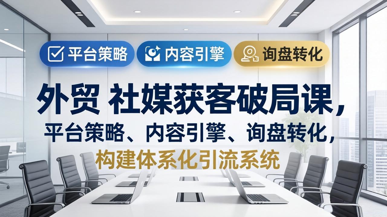 外贸 社媒获客破局课，平台策略、内容引擎、询盘转化，构建体系化引流系统(更新26年3月-天天资源网