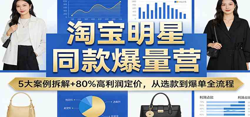 淘宝明星同款爆量营：5大案例拆解+80%高利润定价，从选款到爆单全流程-天天资源网