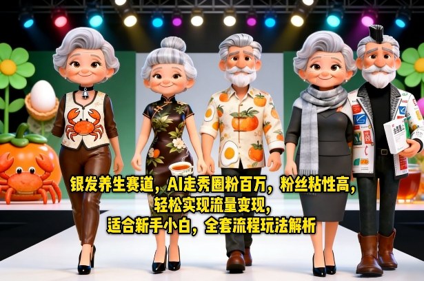 银发养生赛道，AI走秀圈粉百万，粉丝粘性高，轻松实现流量变现，适合新手小白，全套流程玩法解析-天天资源网