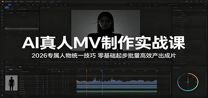 AI真人MV制作实战课：2026专属人物统一技巧，零基础起步批量高效产出成片-天天资源网