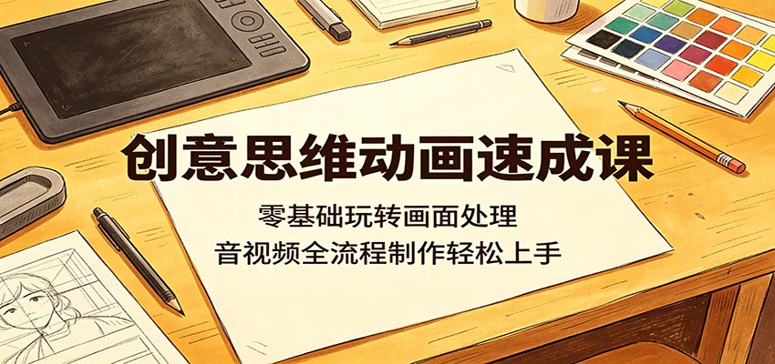 创意思维动画速成课：零基础玩转画面处理，音视频全流程制作轻松上手-天天资源网