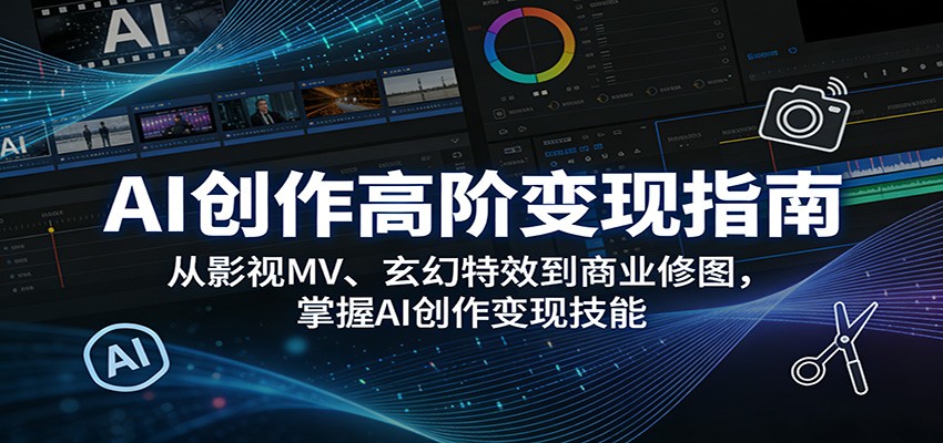 AI创作高阶变现指南：从影视MV、玄幻特效到商业修图，掌握AI创作变现技能-天天资源网