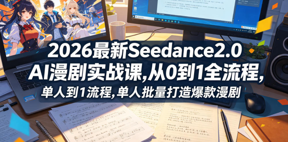 2026最新Seedance2.0 AI漫剧实战课,，从0到1全流程，单人批量打造爆款漫剧-天天资源网
