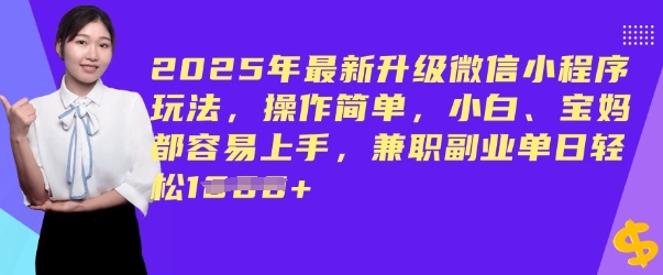 2025年最新升级微信小程序玩法，操作简单，小白、宝妈都容易上手，兼职副业单日轻松多张-天天资源网