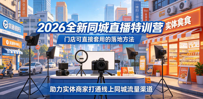 2026全新同城直播特训营，门店可直接套用的落地方法，助力实体商家打通线上同城流量渠道-天天资源网