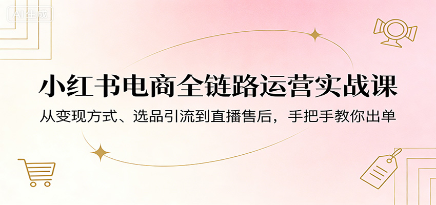 小红书电商全链路运营实战课：从变现方式、选品引流到直播售后，手把手教你出单-天天资源网