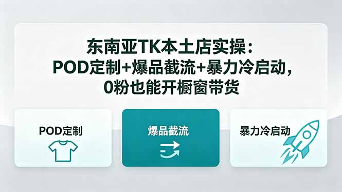东南亚TK本土店实操：POD定制+爆品截流+暴力冷启动，0粉也能开橱窗带货-天天资源网