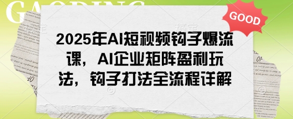 2025年AI短视频钩子爆流课，AI企业矩阵盈利玩法，钩子打法全流程详解-天天资源网