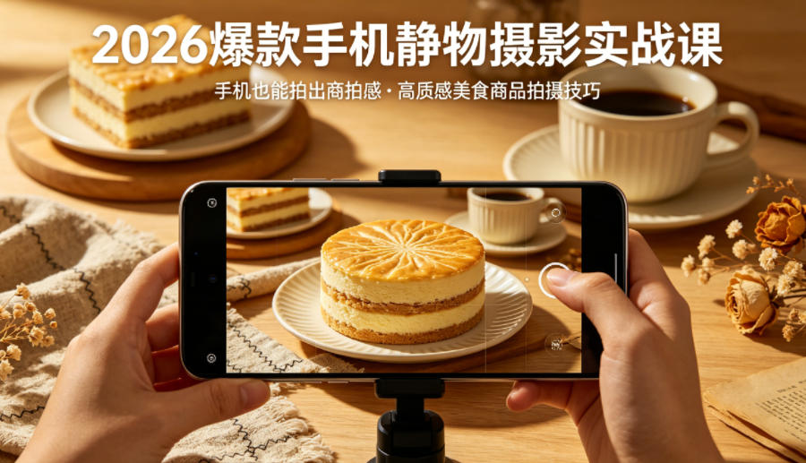 2026爆款手机静物摄影实战课，手机也能拍出商拍感，学会拍出高质感美食商品-天天资源网