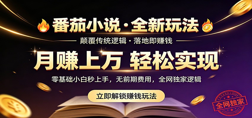 番茄小说5月最新独家玩法，稳定落地实测月入过万！-天天资源网