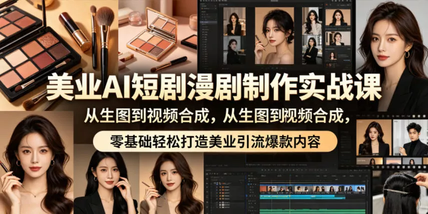 美业AI短剧漫剧制作实战课，从生图到视频合成，零基础轻松打造美业引流爆款内容-天天资源网