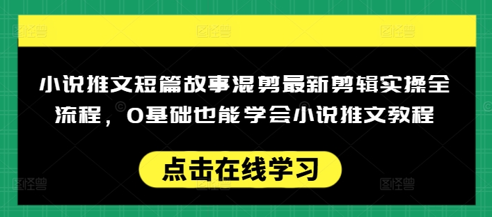 小说推文短篇故事混剪最新剪辑实操全流程，0基础也能学会小说推文教程，肯干多发日入多张-天天资源网