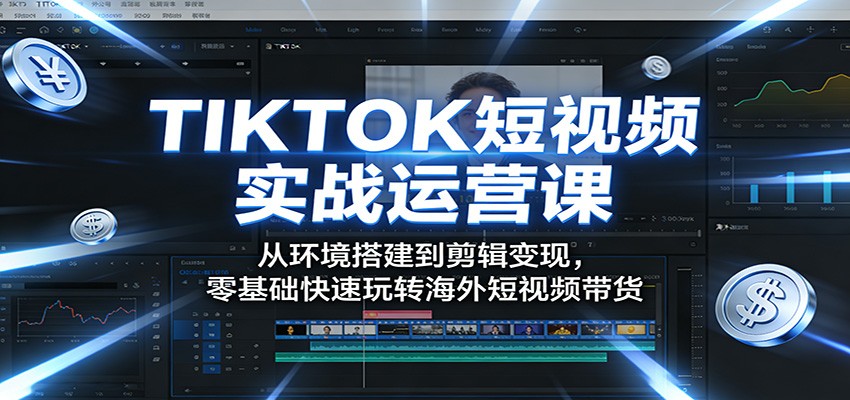 TIKTOK短视频实战运营课：从环境搭建到剪辑变现，零基础快速玩转海外短视频带货-天天资源网