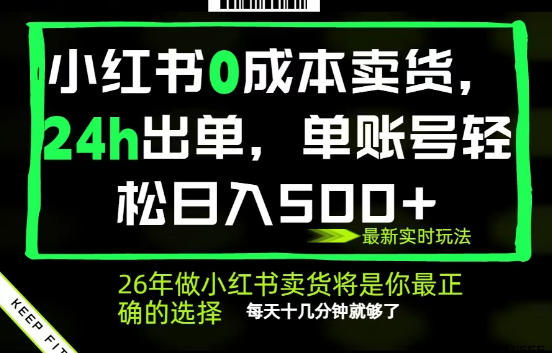 小红书0成本AI卖货，24小时出单，全流程托管，保底日入500+，每天十几分钟就够了【揭秘】-天天资源网