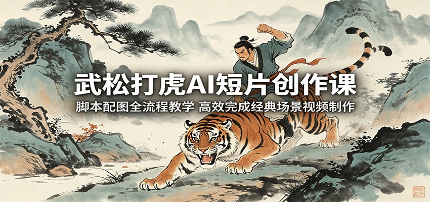 武松打虎AI短片创作课：脚本配图全流程教学，高效完成经典场景视频制作-天天资源网