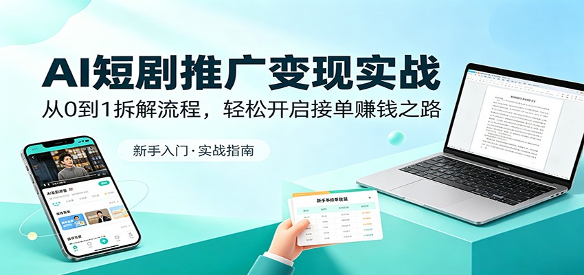 AI短剧推广变现实战：从0到1拆解流程，轻松开启接单赚钱之路-天天资源网