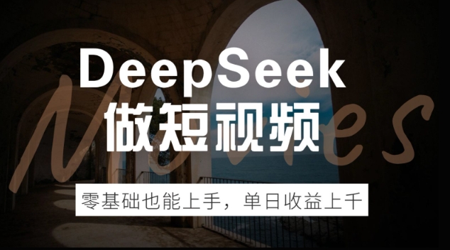 DeepSeek做短视频，零基础也能上手，单日收益多张-天天资源网