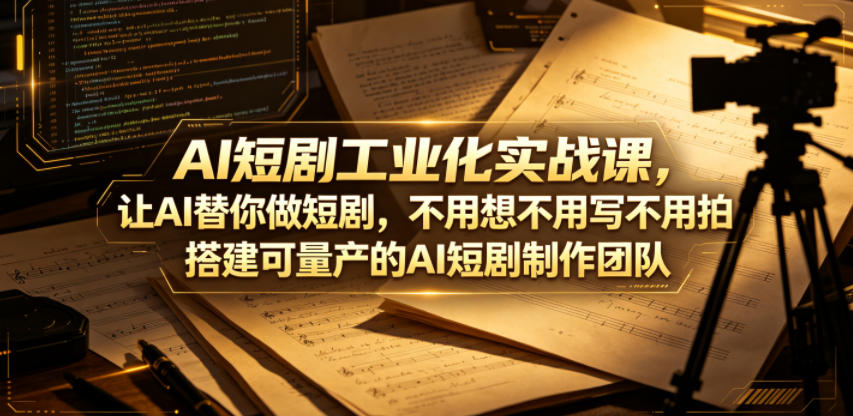 AI短剧工业化实战课，让AI替你做短剧，不用想不用写不用拍，搭建可量产的AI短剧制作团队-天天资源网