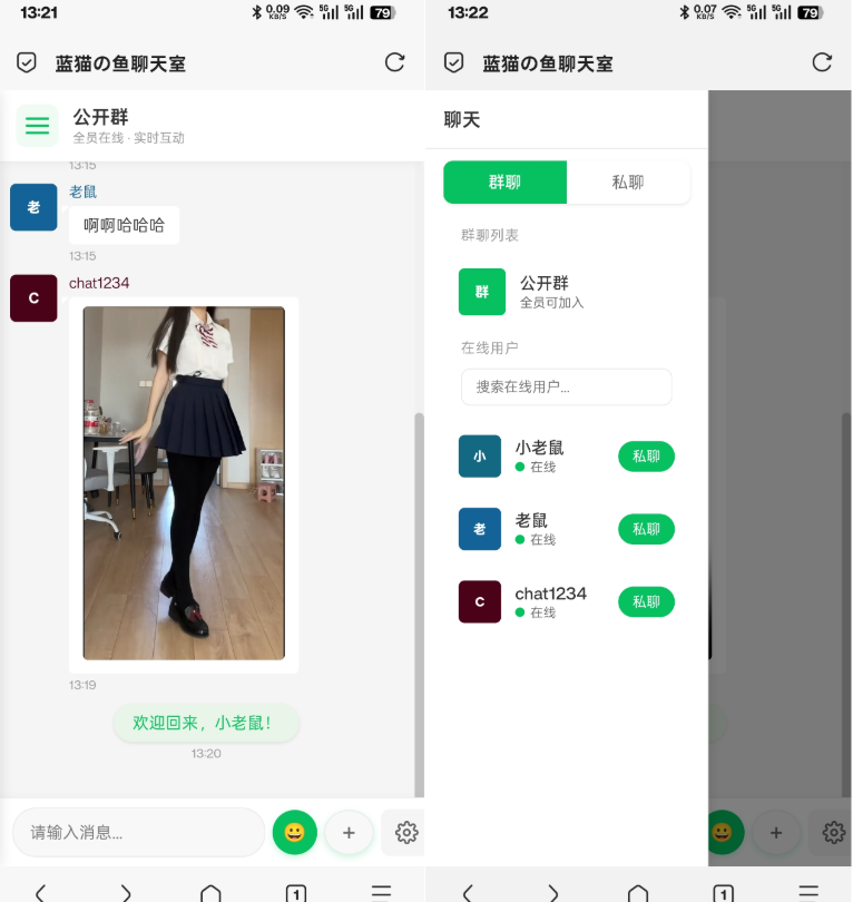 PHP实时消息聊天室源码 聊天APP源码 H5网页聊天室 PHP+WebSocket-天天资源网