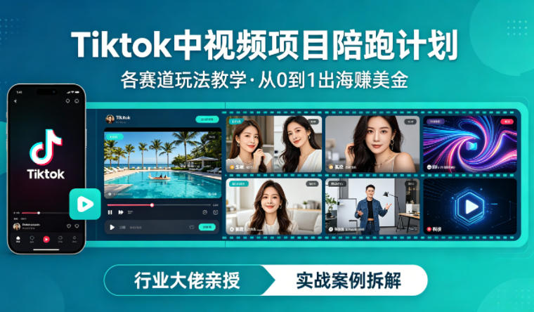 某大佬的Tiktok中视频项目陪跑,涵盖TK各个赛道玩法教学,从0到1出海賺美金 某大佬的Tiktok中视频项目陪跑,涵盖TK各个赛道玩法教学,从0到1出海賺美金