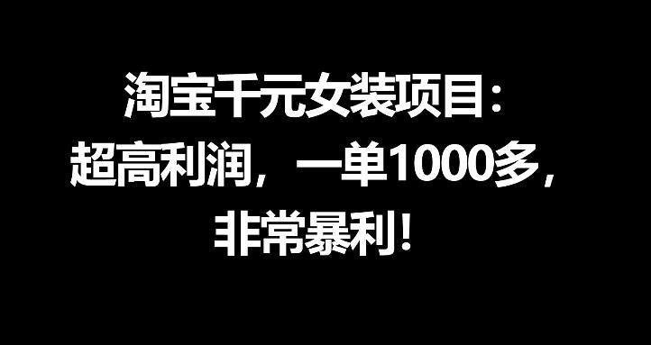 淘宝千元女装项目：超高利润，一单1000多，非常暴利-天天资源网