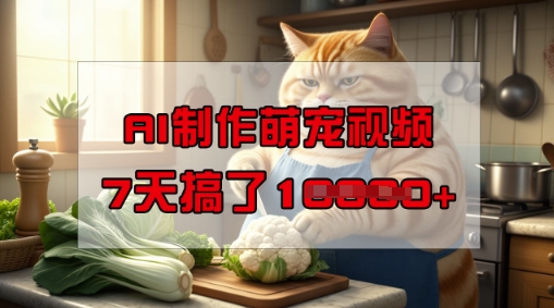 靠AI制作萌宠视频，操作简单门槛低，有手机就行，7天搞了1W-天天资源网